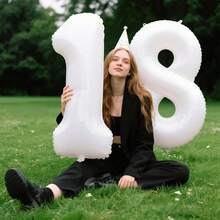 32 Inch White Oversized Number Balloons Set For Birthday Party, New Year, Holiday, Anniversary Decoration 0123456789 - White - View 6