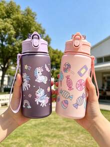 1 buah Gelas Sedotan Anti Bocor Kartun Lucu Matte 500ml untuk Anak-anak, Botol Minum Musim Panas untuk Kembali ke Sekolah Taman Kanak-kanak, Gelas Minum Anti Bocor Portabel untuk Belajar - MultiWarna - View 6