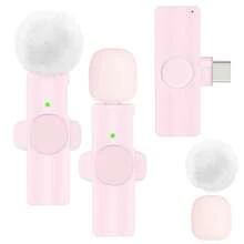 新款 1 Drag 2 夹式麦克风 2.4GHz 二合一便携式迷你无线录音麦克风，兼容 Type-C 智能手机，50mAh - QJH-K9-粉 - 查看 20