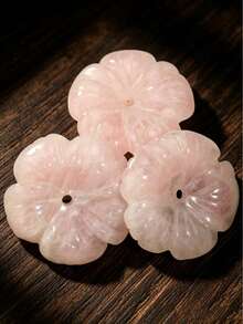 1PC Elegant Rose Quartz Carved Flower Pendant, Healing Natural Crystal Accessory, Suitable For Jewelry Making, DIY Necklace And Waist Chain Material, Valentine's Day Gift - Carved Flowers - View 3