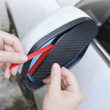 2pcs Car Rearview Mirror Rain Shield Rain Eyebrow Rain Cover Universal Carbon Fiber Rear View Side Mirror Rain Eyebrow Shield - A - View 3