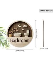 Modern Wooden Bathroom Sign, Vintage Decorative Hanging Ornament, Home Bathroom Wall Art/Desktop Decor - Multicolor - View 8