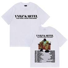 Camiseta de Merch del Nuevo Álbum 2025 del Rapero Vybz Kartel para Hombres y Mujeres, Camiseta de Algodón de Cuello Redondo de Verano, Camisetas de Manga Corta Estilo Hip Hop Gótico - Blanco - Ver 1