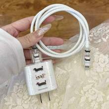 4pcs/Set Casing Pelindung Charger & Kabel TPU Baru dengan Motif Anjing & Pita Biru, Pelindung Kabel Pengisian Daya 18/20W Tahan Lama, Pengatur Kabel Anti-Patah, Cocok untuk Aksesoris Charger 16/15/13/14, Hadiah Lucu untuk Teman - Beraneka warna - View 15