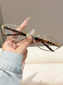 زوج واحد من نظارات إطار معدني للنساء، نظارات زينة بدون وصفة طبية بأسلوب جامعي لطيف - متعدد الألوان - مشاهدة 1