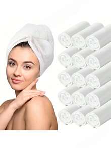 5/10/20pcs Super Absorbent Microfiber Hair Towel Wrap, Quick Dry Twist Hair Turban For Long/Thick Hair, Anti-Frizz Shower Cap - White - View 1