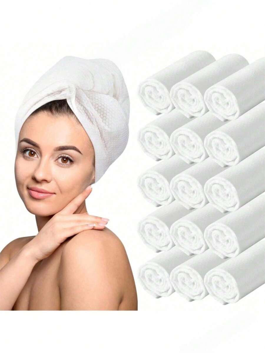 5/10/20pcs Super Absorbent Microfiber Hair Towel Wrap, Quick Dry Twist Hair Turban For Long/Thick Hair, Anti-Frizz Shower Cap - White - View 1