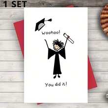 1/3 Sets Unique Graduation Greeting Cards, You Did It! Funny Graduation Cards, Suitable Gifts For Classmates And Teachers, Greeting Cards With Envelopes, Suitable For School, Student Graduation, Congratulations And Parties - A - View 8