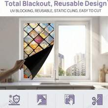 1/5pcs Green Diamond-Patterned Frosted Window Film, Electrostatic Adsorption Black Background Privacy Film, Full Blackout And UV Protection, Suitable For Bathrooms, Offices, And Home Decor. - Multicolor - View 3
