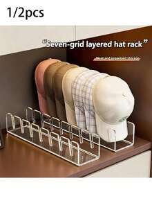 1/2pcs Acrylic Baseball Cap Display Rack, Can Store 14 Hats, Suitable For Bedroom, Closet, Vanity, Transparent - Multicolor - View 1