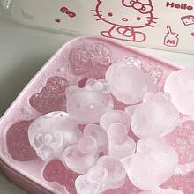 SANRIO KT貓頭冰模附蓋冰儲存盒，柔軟易脫模，防塵蓋設計衛生防異味，可冷凍冰塊，也能製作果凍、布丁、嬰兒食品零食，1件（4件組） - 彩色 - 查看 9