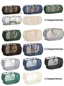 Classic Horizontal 2-Compartment, 3-Compartment Ironing Dirty Clothes Basket Laundry Basket, Multi-Functional Clothing Storage Basket, Multi-Scenario Ironing Laundry Basket, Clothing Storage Basket, Miscellaneous Storage Basket, Suitable For Home, Living Room, Dormitory, Laundry Room. 5 Colors And 3 Models (1-Compartment, 2-Compartment, 3-Compartment) Available - Multicolor - View 9