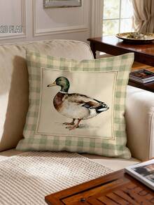 2D 1/2/4pcs Duck Throw Pillow Covers Green Beige Cozy Decorative Pillowcases One Sided Printing For Living Room Bedroom Sofa Bed Decor Without Pillow Inserts - Mustard Yellow - View 4