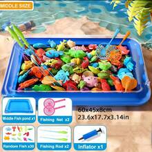 Magnetic Fishing Toy Set With Rod Net Pool Floating Fish, Parent-Child Bath Game For Indoor Outdoor Summer Play, Random Color Style Kids Gift - Multicolor - View 10