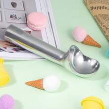 Pimoys Large Ice Cream Scoop 7 Inches Nonstick Anti-Freeze Metal Ice Cream Scooper Spoon One Piece Aluminum Design, Bright Silver - ColorA - View 6