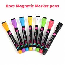 8/16pcs Magnetic Erasable Markers, Colorful Water-Based Dust-Free Liquid Chalk, LED Blackboard Fluorescent Board Pens, Easy To Wipe And Clean, Smooth Writing, Suitable For Glass, Blackboard, Business And Restaurant Use - Marker Pen - View 9
