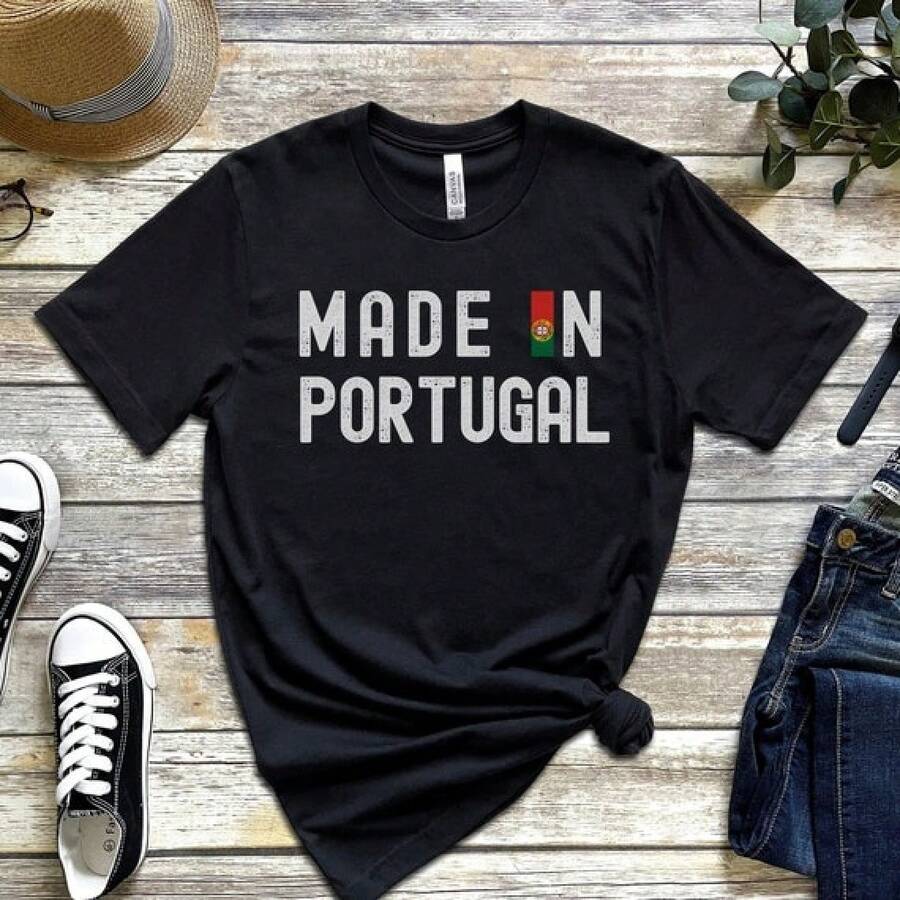 Made In Portugal T-Shirt - Proud Portuguese Heritage Tee - Retro 90S Football World Cup 2026 Vintage Style T-Shirt Unisex - Black - View 1