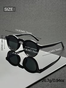 1 Pair Unisex Red Leopard Print Round Frame Fashion Glasses, Suitable For Beach Vacation, Daily Wear, Versatile Fashion Accessory - Tea Bean Flower Black Slice - View 3