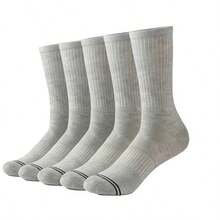 1/5/10 Pairs Men's Mid-Calf Sports Socks, Double Stripe Decoration, Unisex Fitness Gear, Durable Material, Casual Wear, Fitness Enthusiasts, Solid Color Versatile Fashion Long Socks, Comfortable Socks - Multicolor - View 7