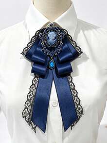 1pc Handmade Unisex Multi-Layer Lace Rhinestone Exquisite Bow Tie, High-End Elegant, Suitable For Uniform, Daily Wear, Party - Multicolor - View 7