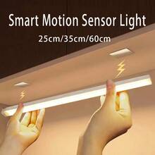 3件組 LED 感應燈條，人體感應燈，人靠近時亮起，適用於廚房、客廳、臥室、浴室、汽車感應燈、展示櫃、衣櫃，USB 電池充電式 - 3件裝 - 查看 2