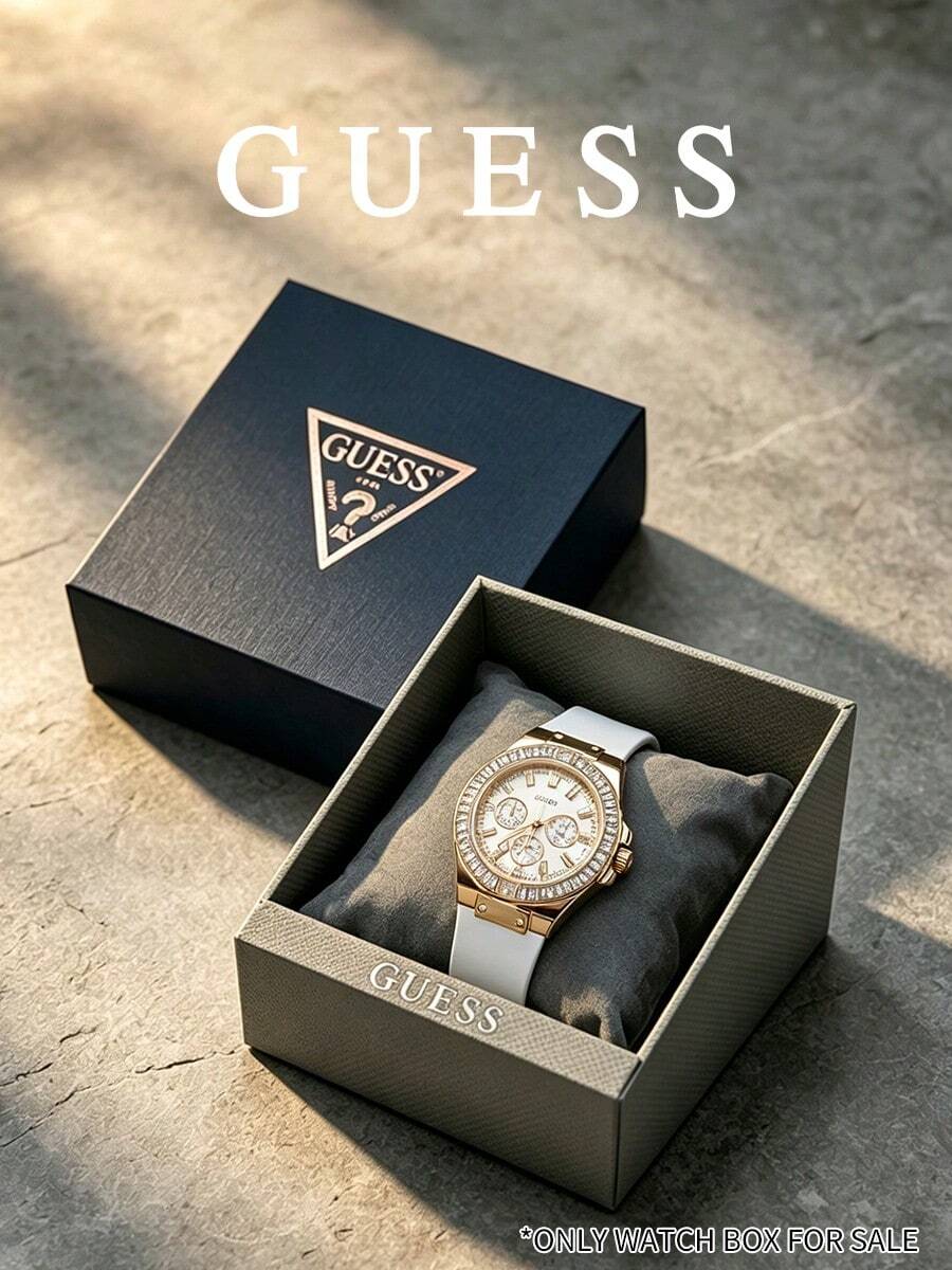 GUESS Official Square Watch Gift Box, Premium Paper Packaging Case With Cushion For Wristwatch Storage Holiday Gift Packing - Black - View 1