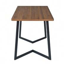 Dining Set (5-Piece), Dining Table With 4 Chairs, Modern Kitchen Table Set, Wood Grain Kitchen Table With Black Metal Legs, Walnut-Colored MDF Tabletop, Black Velvet Dining Chairs - 自然色 - 查看 9