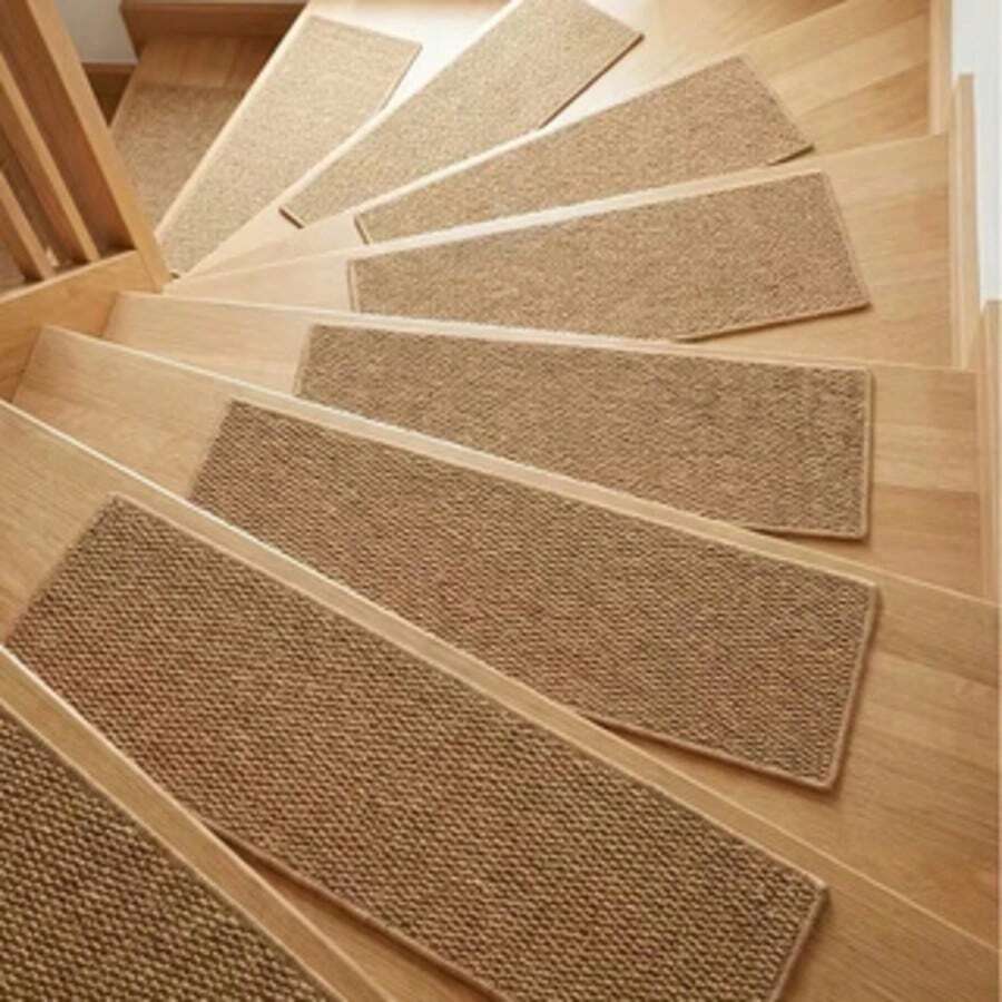 20x80cm Camel Color Faux Sisal Stair Tread Carpet, Non-Slip And Wear-Resistant Indoor/Outdoor Stair Runner, Fashionable Home Decor Carpet