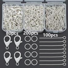 300/350/380pcs DIY Jewelry Making Head Pins With Lobster Clasp, 9-Pin, Jump Rings, Cuttable And Bendable Beading Pins, Suitable For DIY Hand Accessories, Necklace, Hair Clip Decorations, Earring Connector Pins, Spring Clasps, Bag Accessories Making Materials, DIY Jewelry Making Accessories - Lobster Claw Clasp & 9-pin & Jump Ring - View 13
