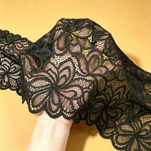 Ruban de dentelle décorative élégante noire à motif floral, largeur 9,4 pouces, délicat, en tissu doux et durable, pour mariage, voile de mariée, robe de bal, confection de costumes, rideaux, décoration de la maison, accessoires pour cheveux DIY, couture et loisirs créatifs - Multicolore - Voir 10