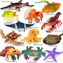 12 Styles 8-14Inch Soft PVC Sea Animal Models, Shark Turtle Octopus Manta Ray, Kids Educational Birthday Toy Gift - Multicolor - View 3
