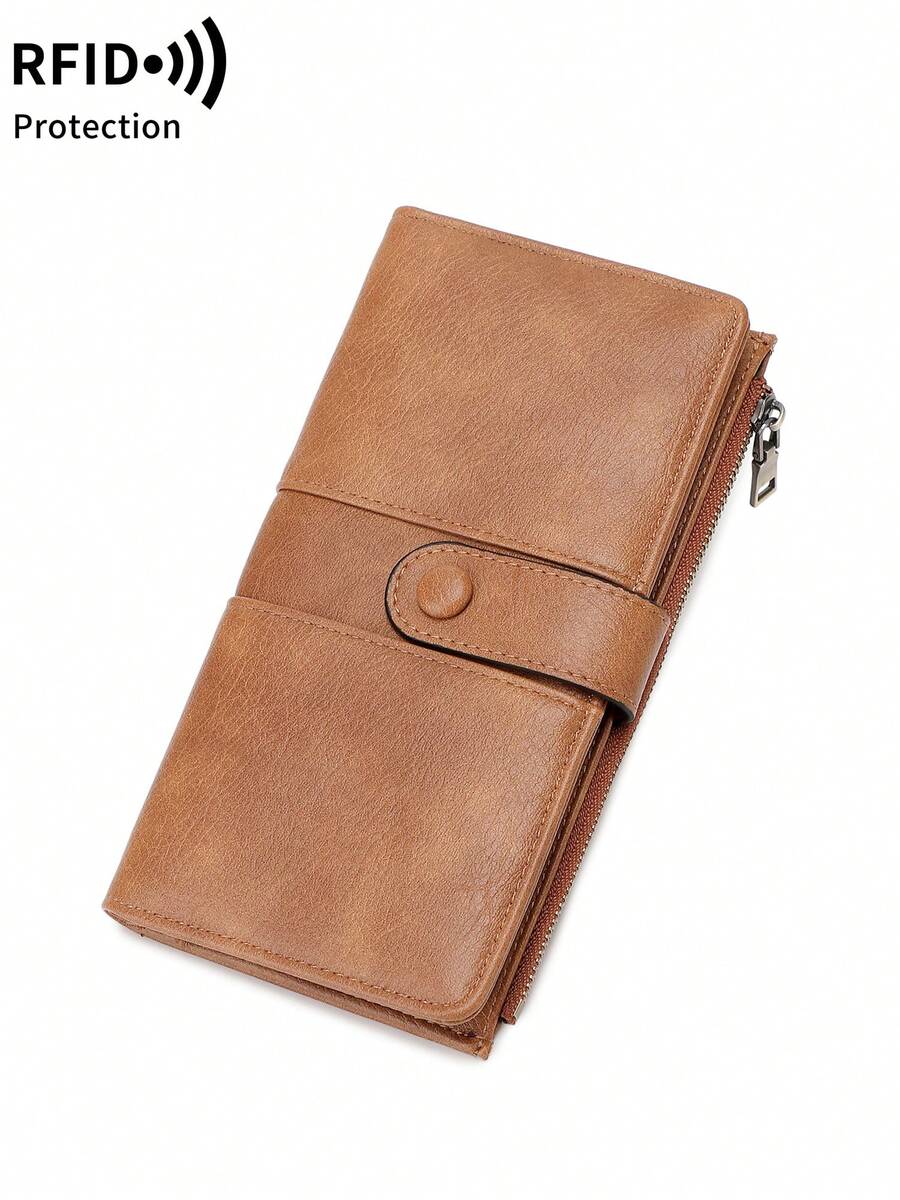 RFID Blocking Ultra-Thin Bifold Wallet, Multi-Function Credit Card Holder, Unisex, Quick-Snap Flap Design, Button Closure RFID Shielding Large Capacity Bifold Card Holder, With Zipper Pocket And Multiple Card Slots, Can Hold Credit Cards/IDs/Cash, Business Casual Multi-Card Slot Zipper Wallet, Suitable For Daily Shopping Use. - Multicolor - View 1