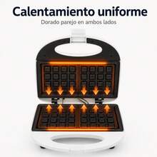 Sandwichera Eléctrica Aigostar Multifunción 800W con Placas Removibles Antiadherentes, Prepara Paninis y Wafles en Casa - Blanco - Ver 6