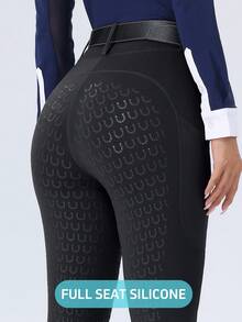 ROYALS MATTINI Pantalones de equitación para mujer con agarre de silicona y bolsillos, pantalones ajustados para montar a caballo, pantalones deportivos de secado rápido, color negro, primavera - Negro - Ver 2