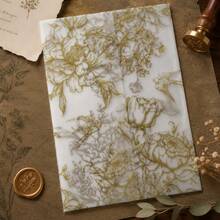 20PCS/50PCS Translucent Series Gold Rose Pattern Envelope,Sulfuric Acid Paper Blank Envelope,Gift Card &Greeting Card Envelopes For All Occasions,High-Quality Stationery - Flower/Gold - View 3