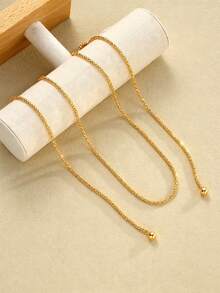 1pc Fashion Casual Multi-Layer Long Necklace For Women, Suitable For Daily Wear, Vacation And Party - Yellow Gold - View 4