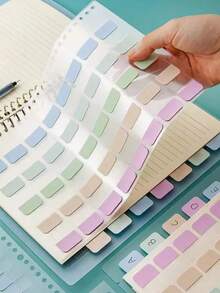 4 Sheets Colored Fluorescent Index Tabs For Loose-Leaf Notebooks, Strong Adhesive Classification Label Stickers, Bookmark Sticky Notes - Multicolor - View 4