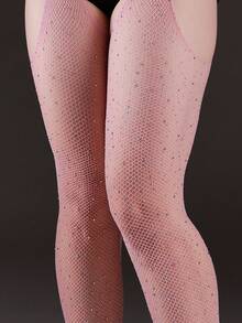 1pc Sexy Elastic 4-Way Open Crotch Tight Leggings, Full Leg Shiny Rhinestone Hollow Fishnet Tights, Women's Fashion Versatile Y2K Pantyhose, Suitable For Christmas, Halloween, Party, Gathering, Date, Socializing - Multicolor - View 8