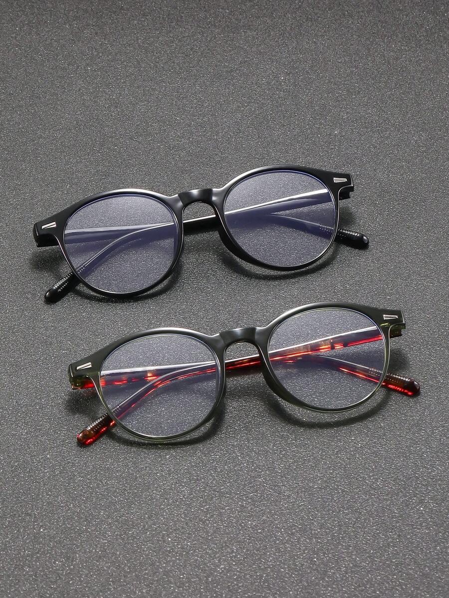 2/4 Pairs Plastic Full Frame Premium Unique Double Lens Design Oval Modern Minimalist Style Men's Daily Wear Transparent Glasses, Suitable For Music Festivals, Weekend Outfits, Dates, Holiday Dressing And Fashion Accessories, Fits All Face Shapes - Clear - View 1