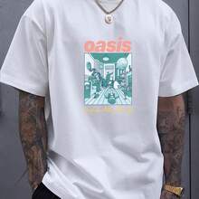 Herren Kurzarm T-Shirt Vintage Rock Band Grafik Muster Lässig Lockerer Schnitt Tee für tägliche Streetwear - Weiss - Übersicht 1