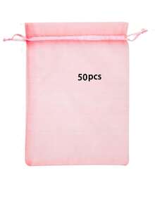 5/10/20/50/100pcs Multi-Color Gauze Bags, Gift Packaging Bags, Gift Bags, Home Daily Necessities, Nylon Storage Bags, Holiday Party Supplies, Wedding Supplies, Gift Decoration Packaging, Small Packaging Bags, Jewelry Accessories Packaging, Gift Hanging Bags, Birthday Gift Jewelry Drawstring Bags - Pink - View 12