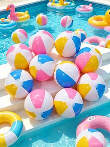 20pcs/10pcs/1pc 6-Color Inflatable Beach Balls - Outdoor Rainbow Game ...