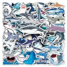 50pcs Cute Shark Stickers, Suitable For Water Bottles, DIY Decoration, Scrapbooking, Etc. - Multicolor - View 1
