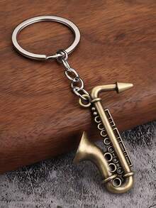 1pc Mini Saxophone Metal Keychain, Bohemian Style Musical Instrument Pendant | Music Theme Small Gift, Thoughtful For Father / Creative For Friends / Fun For Children, Dopamine Decor Gift - Multicolor - View 8