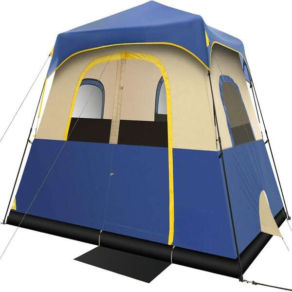 Tienda de campaña para camping 8/10 personas tipo cabaña de montaje instantáneo a prueba de viento con lona impermeable portátil con bolsa de transporte