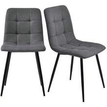 117cm Dining Table With 4 Chairs Set, Rectangular Dining Table, Modern Kitchen Table Set, Dark Grey Linen Dining Chair, Black Table Legs - 灰色 - 查看 6