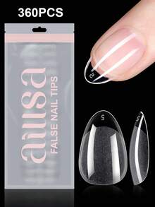AILLSA 360/192/120pcs Short Almond Shaped False Nails, 12 Sizes Semi-Matte Acrylic Nail Tips, Wearable Artificial Nails For Nail Art - Clear - View 6