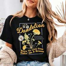 Dandelion Lyrics T Shirt |     Female Country Music Fan T Shirt |     Song-Inspired Pattern T Shirt,Unisex,Suitable For Summer Outings. - Black - View 1