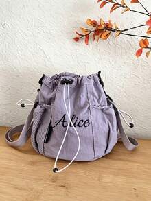 Custom Nylon Casual Crossbody Bag For Women, Fashionable Drawstring Bucket Bag, Versatile Phone Pouch For Outings, Functional Drawstring Bucket Bag - Multicolor - View 2