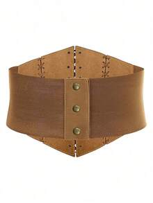 1 pieza Accesorio de mujer estilo renacentista punk marrón con cordones y cremallera, corsé ajustable para la cintura, adecuado para la noche de Halloween o uso diario - Marrón - Ver 5